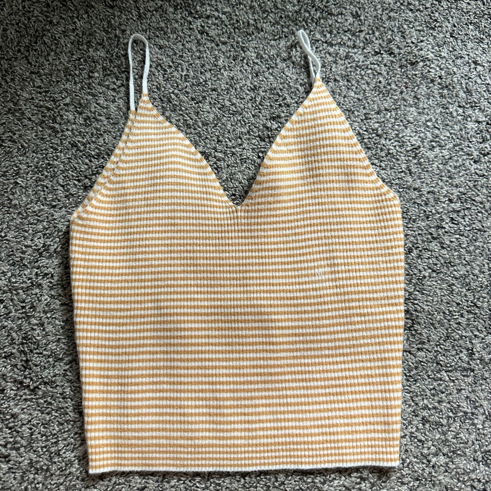 Yellow and white striped pacsun tank top